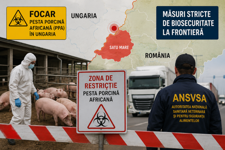 Alertă la granița României după un focar de pestă porcină africană în Ungaria, autoritățile pregătesc măsuri extinse