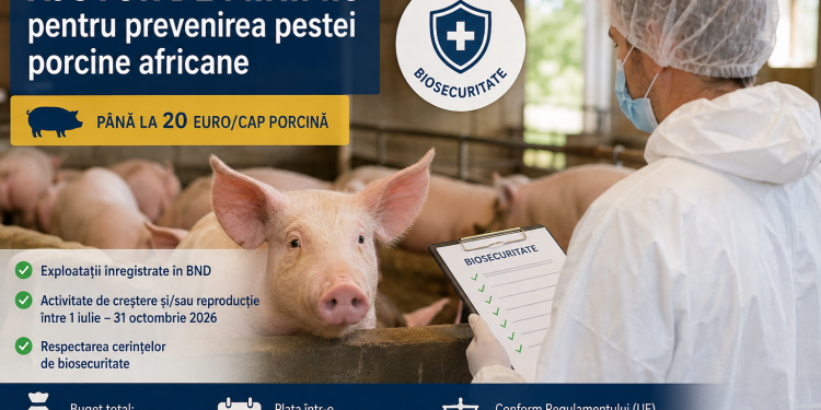 MADR propune un ajutor de minimis pentru prevenirea pestei porcine africane, până la 20 euro pentru fiecare porc
